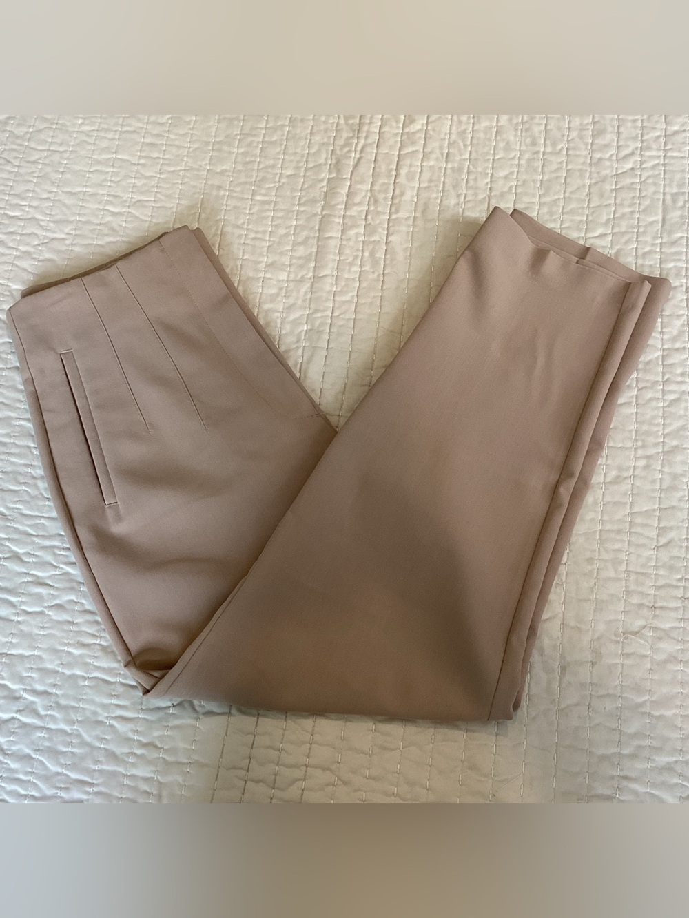 ZARA Taupe Minimalist Tailored Straight Leg Workwear Trousers Large